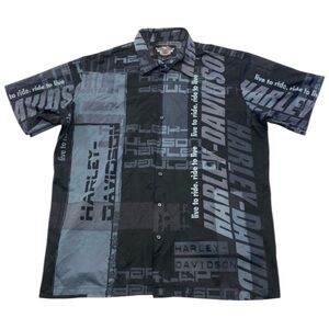 Harley Davidson 2004 Y2K Mesh Live To Ride Button Up Short Sleeve Shirt Men's XL